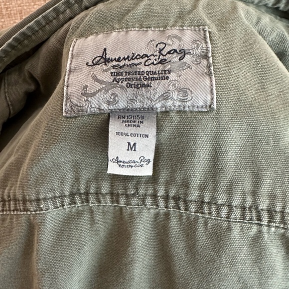 AMERICAN RAG Cie Womens sz Medium olive green hood Zip Up military Jacket cotton - Picture 11 of 16